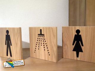 Eikenhouten deurbordjes, logo of picto erin gebrand